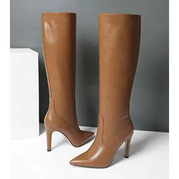 MODENCOCO Women's Stylish Knee High Block Heel Boots