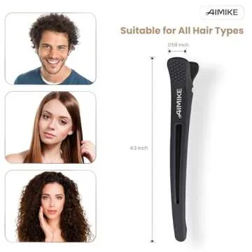 AIMIKE 12pcs Professional Hair Clips for Styling Sectioning, Non Slip Duck Billed Hair Clips with Silicone Band, Salon and Home Hair Cutting Clips for Hairdresser, Women, Men - Brown & Apricot & Black