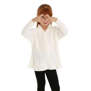 Mud Kingdom Little Girl Cardigan Sweater White Size 5 Turndown Collar