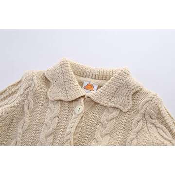 Mud Kingdom Little Girl Cardigan Sweater White Size 5 Turndown Collar