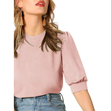Elegant SheIn Women's Puff Sleeve Summer Top in Pink