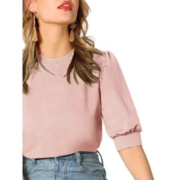 Elegant SheIn Women's Puff Sleeve Summer Top in Pink