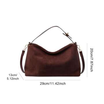 YFGBCX Satchel Handbags Suede Purse for Women 2024 Fall Suede Bag Slouchy Suede Crossbody Bag Satchel Purse