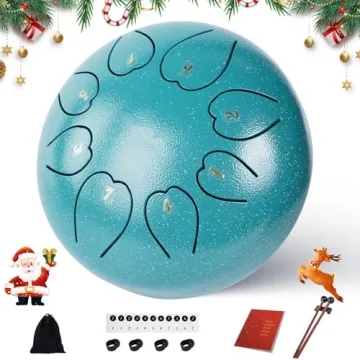 Rain Drum for Outside 6 Inch 8 Notes, Malachite Steel Tongue Drum, Music Christmas Gifts for Family ...