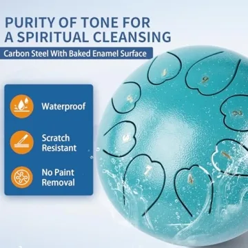 Rain Drum for Outside 6 Inch 8 Notes, Malachite Steel Tongue Drum, Music Christmas Gifts for Family Friends, Hang Drum Instrument Handpan Drum, New Year Gift Panda Drum for Meditation Yoga Education