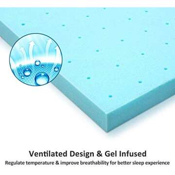 BedsPick 3 Inch Gel Infused Twin XL Memory Foam Mattress Topper