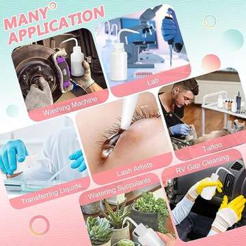 Valchoose 150ML Premium Eyelash Water Bottle for Extensions, 5.1oz White Tattoo Water Bottles No Need to Squeeze Hard, Easy to Carry Eyelash Bottle Rinse for Eyelashes, Cleaning(1 pack)