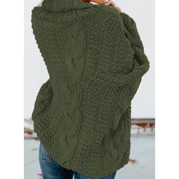 Dokotoo Women's Plus Size Cable Knit Turtleneck Sweater