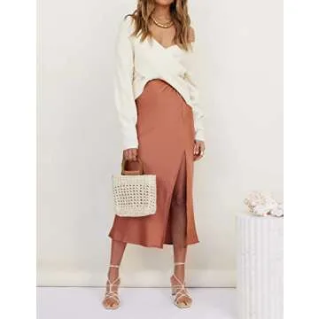 ZCSIA Women's Wrap V Neck Cropped Sweaters 2024 Fall Long Sleeve Cross Front Off Shoulder Solid Knitted Pullover Tops,Beige,Small