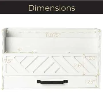 Mail Organizer Countertop Kitchen - White Wood Desk Organizer Storage with Drawer - Mail Sorter Organizer or Bill Organizer for Desk - Farmhouse Desk Organizer Accessories - Mail Basket for Counter