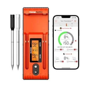 ThermoPro TempSpike Wireless Meat Thermometer with 2 Meat Probes, 500FT Bluetooth Meat Thermometer for Cooking with LCD-Enhanced Booster for Food Turkey Beef Rotisserie BBQ Oven Smoker Thermometer