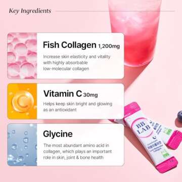 BB LAB Good Night Low Molecular Collagen Powder Stick Supplement, Halal Certified, Korean Marine Collagen, Fish Collagen Peptides, Vitamin C, Glycine, Fast Absorption, Mix Berry Flavor