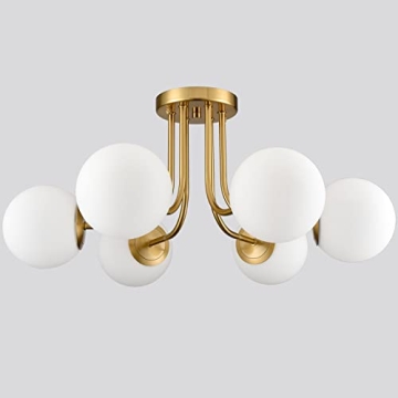 SHAWNKEY Modern 6-Light Brass Ceiling Fixture for Any Room