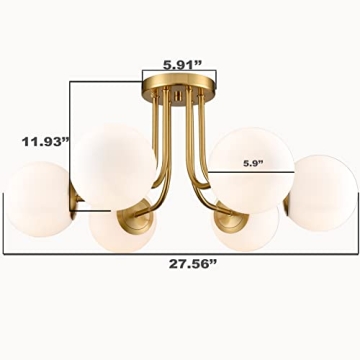 SHAWNKEY Modern 6-Light Brass Ceiling Fixture for Any Room