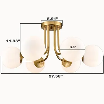 SHAWNKEY Modern 6-Light Brass Ceiling Fixture for Any Room