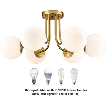 SHAWNKEY Modern 6-Light Brass Ceiling Fixture for Any Room