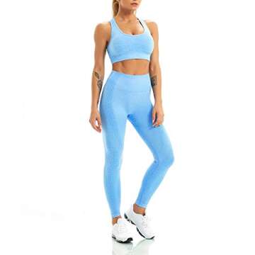 WodoWei Women 2 Piece Workout Outfits Sports Bra Seamless Leggings - Yoga Gym Activewear Set (YO611-...