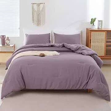 ROSGONIA Dusty Purple Comforter Set for Queen Size Bed