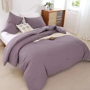 ROSGONIA Dusty Purple Comforter Set for Queen Size Bed