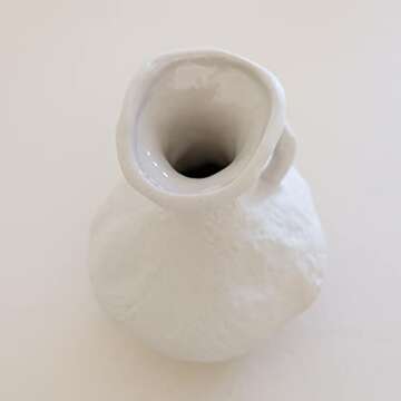 RONGSHAN Neutral White Ceramic Vase - Flower Vase Wabi Sabi Style for Home Decor, Fit for Living Room Bedroom Fireplace Kitchen Centerpieces Office Desk, Matte Ceramic Chalk Vase to DIY