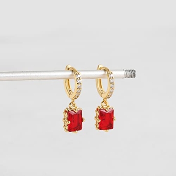 Elegant Gold Huggie Hoop Earrings with Emerald Austrian Crystal