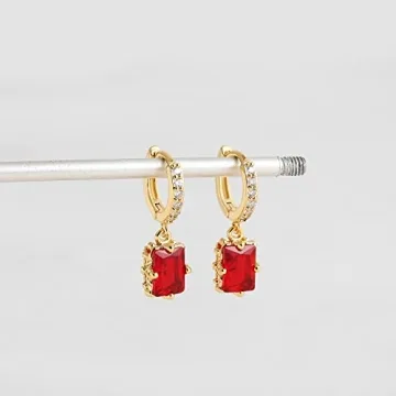 Elegant Gold Huggie Hoop Earrings with Emerald Austrian Crystal