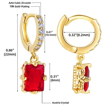 Elegant Gold Huggie Hoop Earrings with Emerald Austrian Crystal