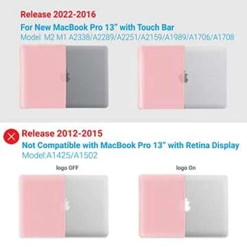 IBENZER Compatible with 2024 2023 M2 MacBook Pro 13 Inch Case 2024-2016 M1 A2338 A2289 A2251 A2159 A1989 A1706 A1708, Hard Shell Case & Keyboard Cover for Mac Pro 13, Rose Quartz, T13RQ+1 A