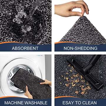 Walensee Indoor Doormat, Front Door Mat for Entrance (20"x32" Grey-Black) Machine Washable Entryway ...