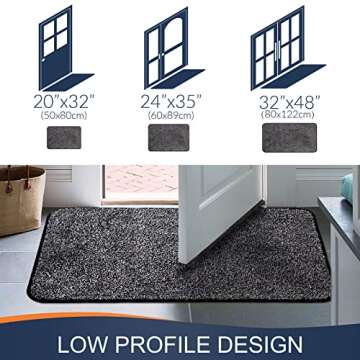 Walensee Indoor Doormat, Front Door Mat for Entrance (20"x32" Grey-Black) Machine Washable Entryway Rug Non Slip Dirt Trapper Door Rugs Absorbent Low Profile Shoes Scraper Inside Floor Mats