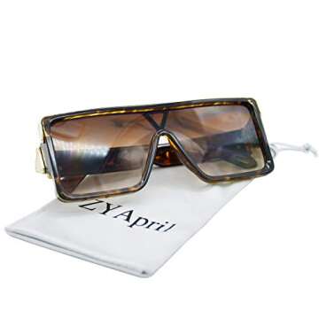 Square Oversized Sunglasses Women - Classic Fashion Style Metal Buckle Design sunglasses (Leopard, 64)