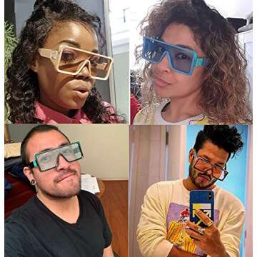 Square Oversized Sunglasses Women - Classic Fashion Style Metal Buckle Design sunglasses (Leopard, 64)