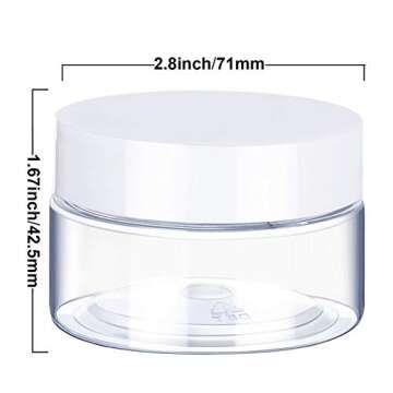 SATINIOR 6 Pack Clear Container with Lids Small Plastic Jars Wide Mouth Round Airtight Leak Proof Co...