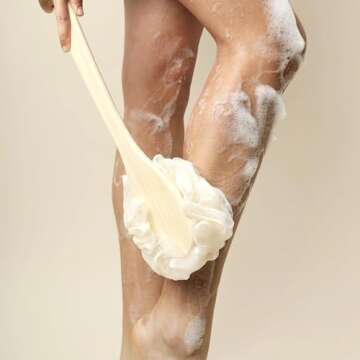 EcoTools EcoPouf Bath Brush, Loofah Brush for Bath & Shower, Made with Long Handle & Recycled, Soft Netting for Gentle Exfoliation, Back Brush for Men & Women, Eco-Friendly & Cruelty-Free, 2 Count