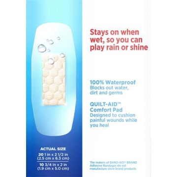 Band-Aid Waterproof Clear Adhesive Bandages, 30 ct