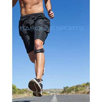 Marquee Sports 2 Pack Patella Tendon Support Strap Band | Knee Pain Relief for Running and Hiking | Adjustable Patellar Brace for Jumper's Knee and Tears | Black