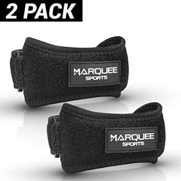 Marquee Sports 2 Pack Patella Tendon Support Strap Band | Knee Pain Relief for Running and Hiking | Adjustable Patellar Brace for Jumper's Knee and Tears | Black