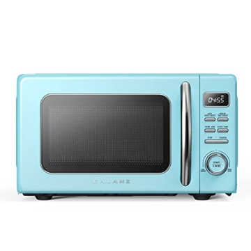 Galanz Retro Blue Microwave: Auto Cook, Defrost & Quick Start