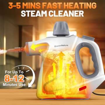 Multi-Surface Handheld Pressurized Steam Cleaner with 11-Pieces Accessories, 15.2OZ Hands-free Porta...