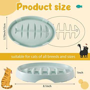 Maitys Cat Slow Feeder Bowl - Fish Bone Shape, Interactive Design for Healthy Eating