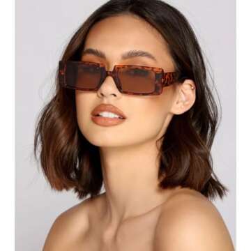 SORVINO Trendy Rectangle Sunglasses for Women Vintage 90s Retro Fashion Narrow Cool Square Frame Sun...