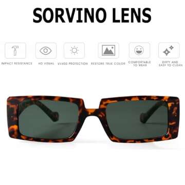 Fashionable SORVINO Vintage Rectangle Sunglasses for Women