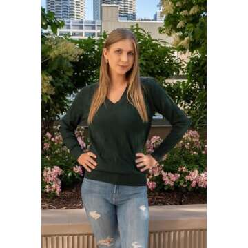 Arach&Cloz Women's Spring Tops 2025 Fashion Trendy V Neck Long Sleeve Shirt Knit Casual Pullover Swe...