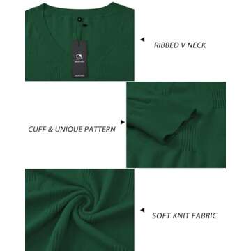 Arach&Cloz Women's Trendy V Neck Long Sleeve Pullover Sweater