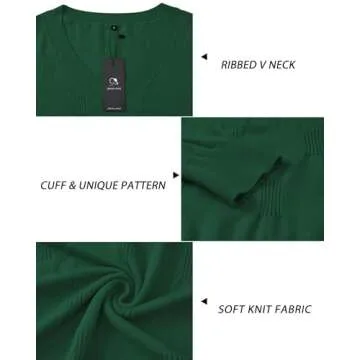 Arach&Cloz Women's Trendy V Neck Long Sleeve Pullover Sweater