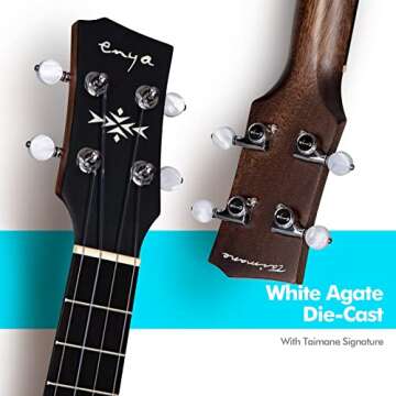 Enya Taimane Moon Signature Tenor Ukulele All Solid Mahogany 26" Black Ukelele Bundle with Gig Bag and Strap(EUT-Moon BK)