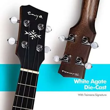 Enya Taimane Moon Signature Tenor Ukulele All Solid Mahogany 26" Black Ukelele Bundle with Gig Bag and Strap(EUT-Moon BK)