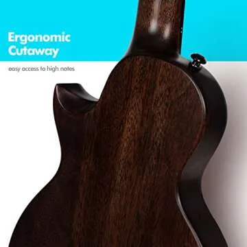 Enya Taimane Moon Signature Tenor Ukulele All Solid Mahogany 26" Black Ukelele Bundle with Gig Bag and Strap(EUT-Moon BK)