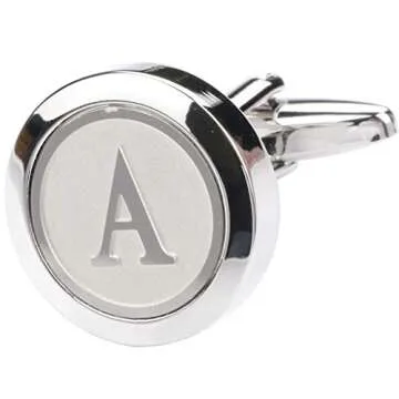 Classic Stainless Steel Initial Cufflinks for Men
