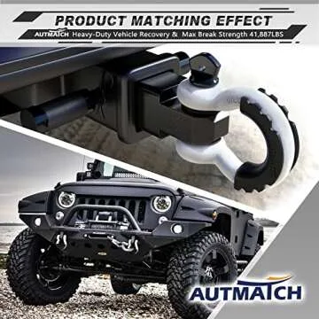 AUTMATCH D Ring Shackle 3/4" Shackles (2 Pack) 41,887Ibs Break Strength, Clevis Shackle with 7/8" Screw Pin and Shackle Isolator Washers Kit for Tow Strap Winch Off Road Vehicle Recovery, White